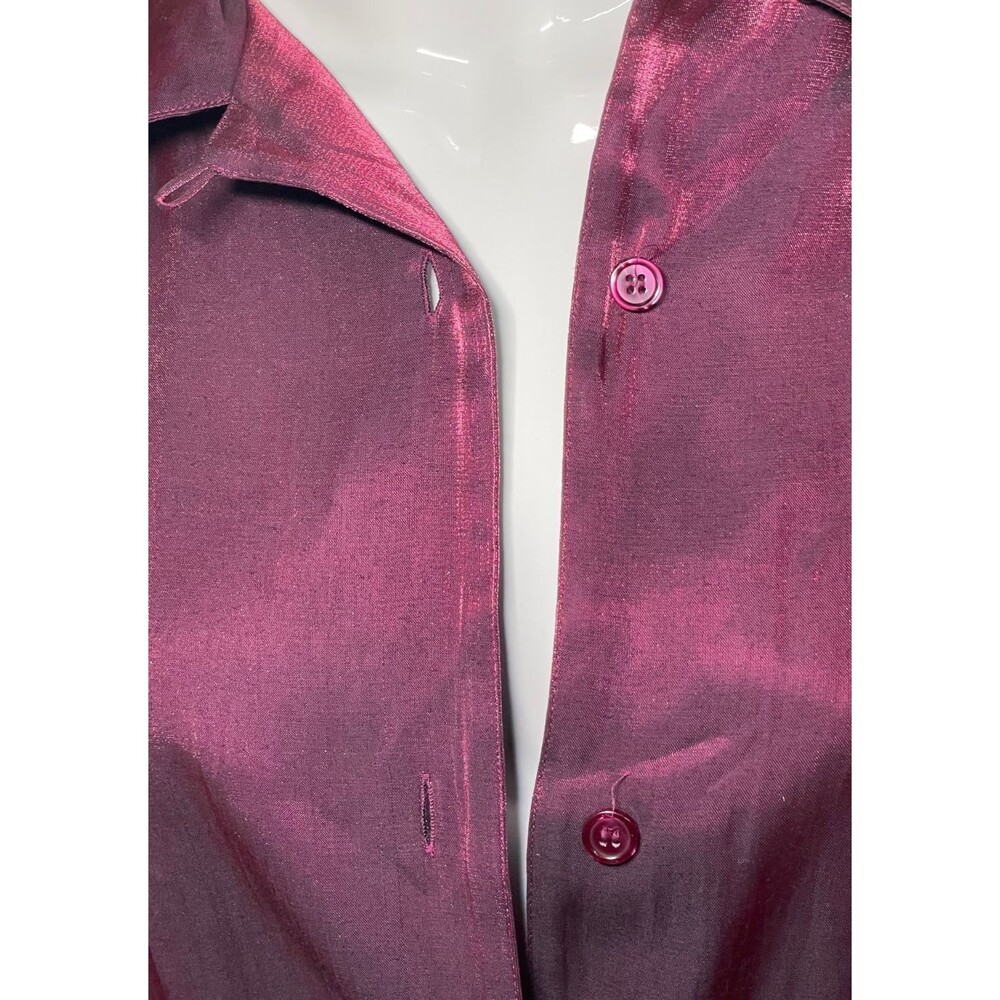 Bentley Vintage Large 18 Button Up Maroon Purple Burgundy Shiny Big Women's Top - Picture 4 of 9